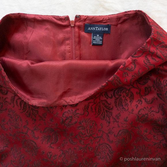 Ann Taylor Pencil Skirt – Red Maroon Brocade – US 10 - Picture 12 of 14
